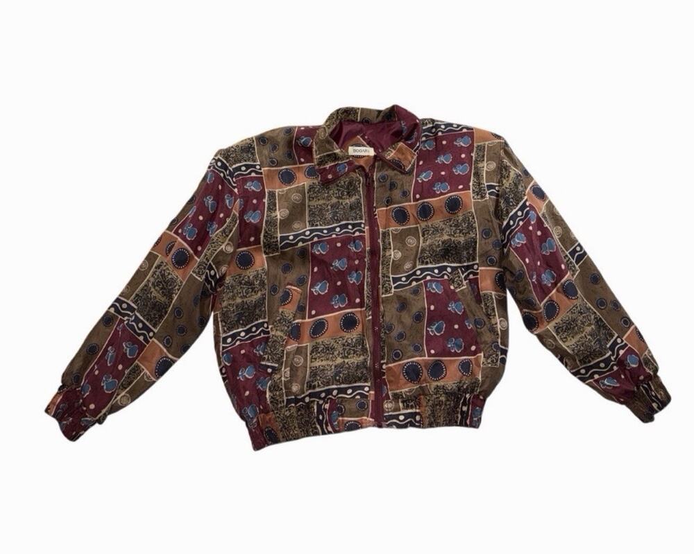 Bogari Silk Bomber Jacket Size L